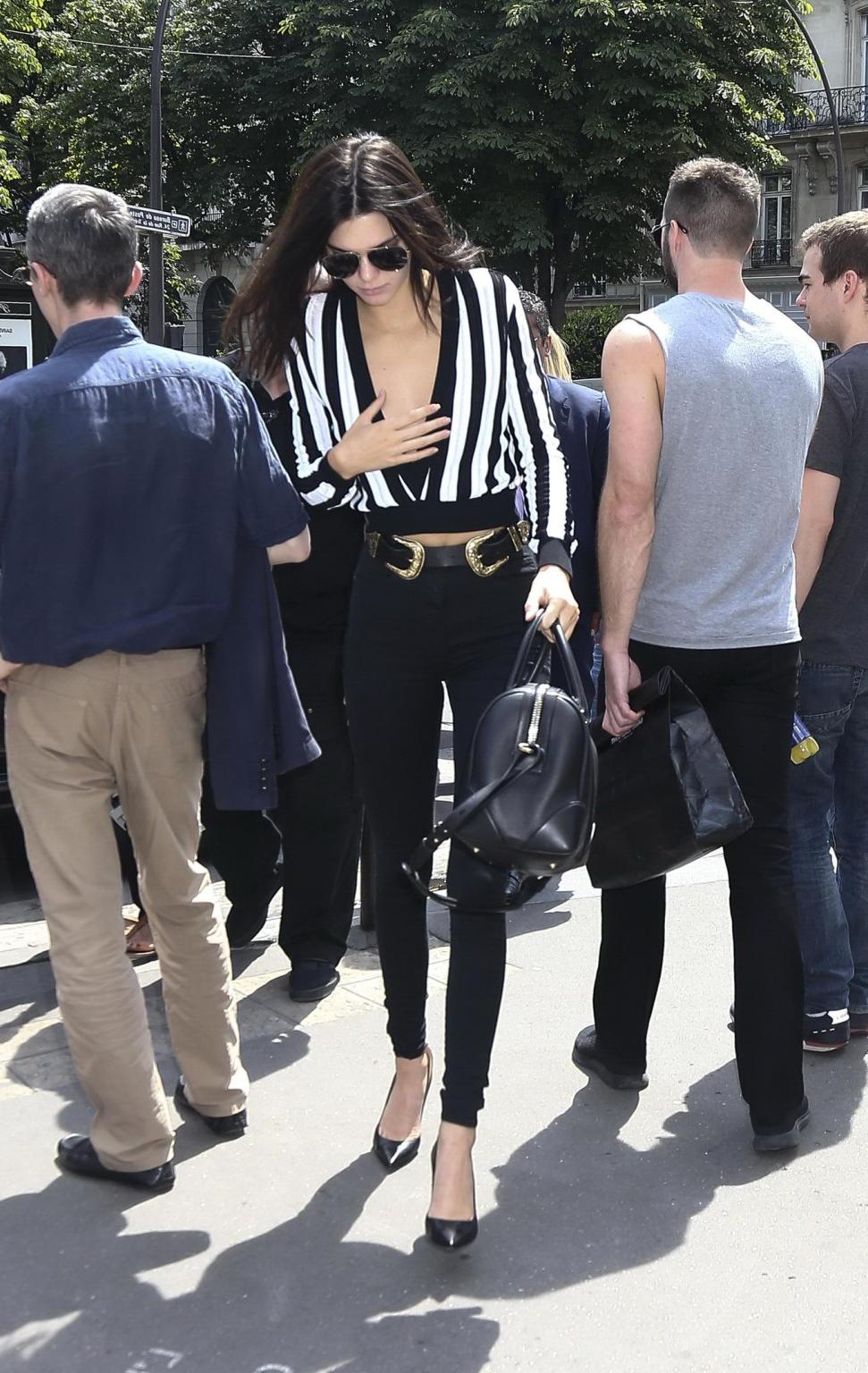16P Kendall Jenner braless showing huge cleavage