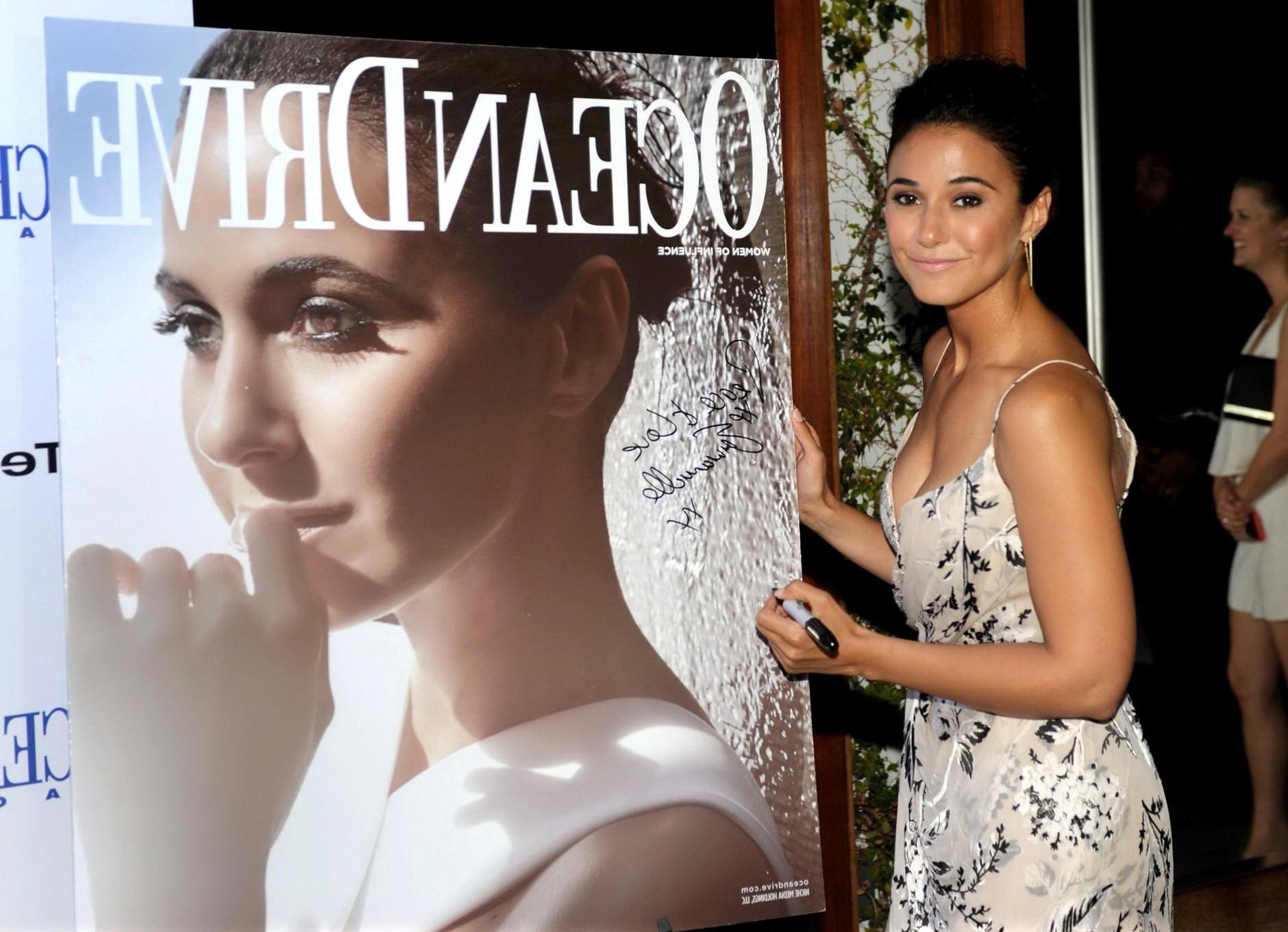 16P Emmanuelle Chriqui showing huge cleavage at the Ocean Drive Magazine Cover Party