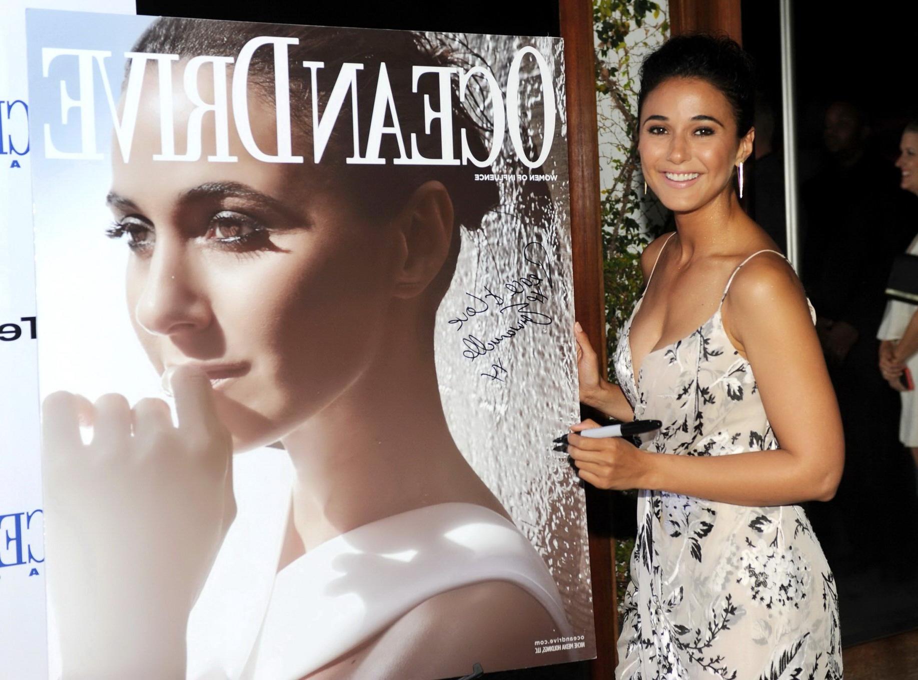 16P Emmanuelle Chriqui showing huge cleavage at the Ocean Drive Magazine Cover Party