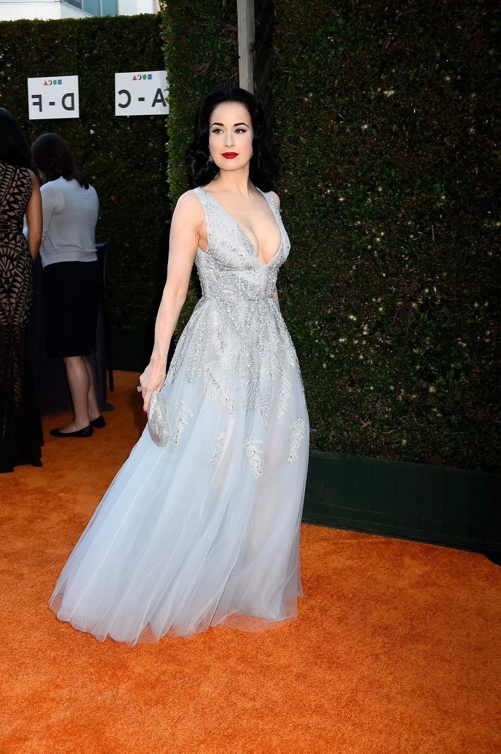 16P Dita Von Teese showing huge cleavage at the MOCA Gala 2015 in LA