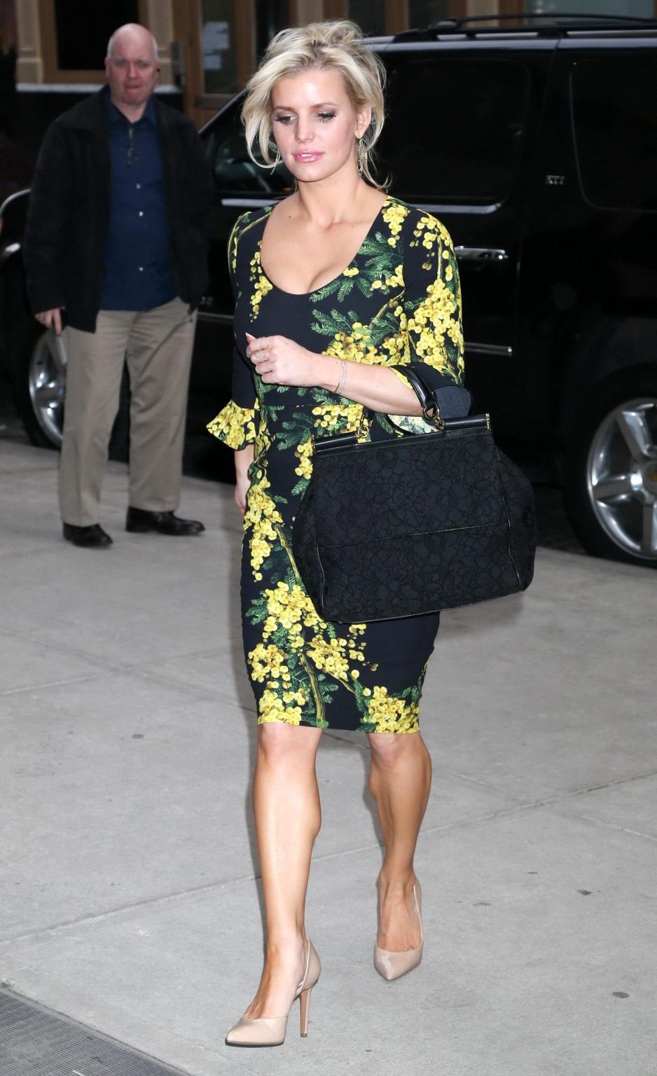 16P Jessica Simpson showing cleavage out in New York City