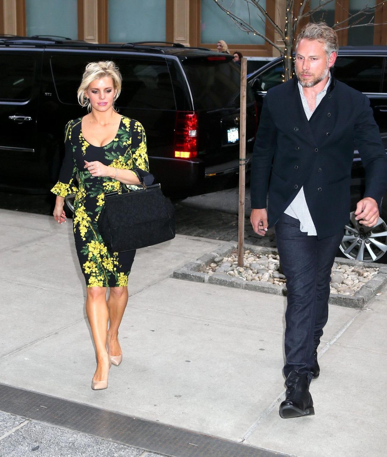 16P Jessica Simpson showing cleavage out in New York City