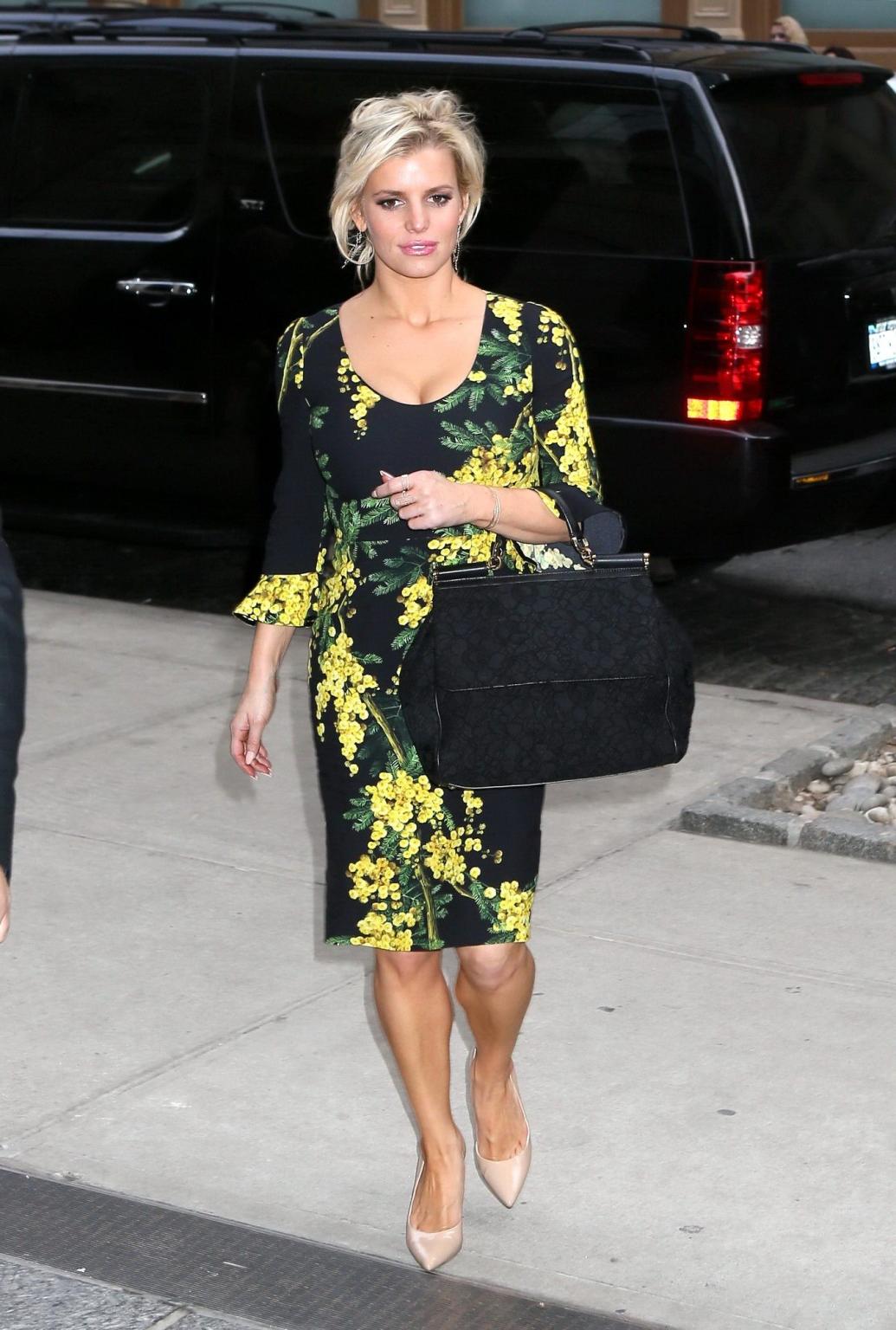 16P Jessica Simpson showing cleavage out in New York City