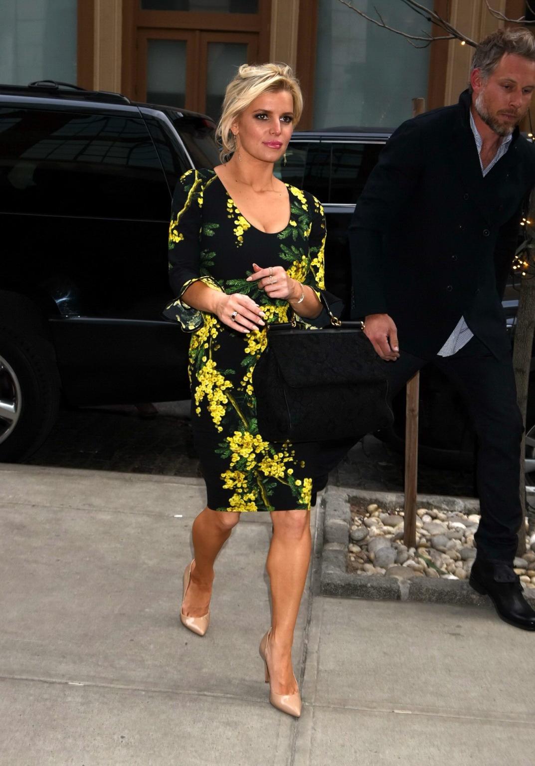 16P Jessica Simpson showing cleavage out in New York City