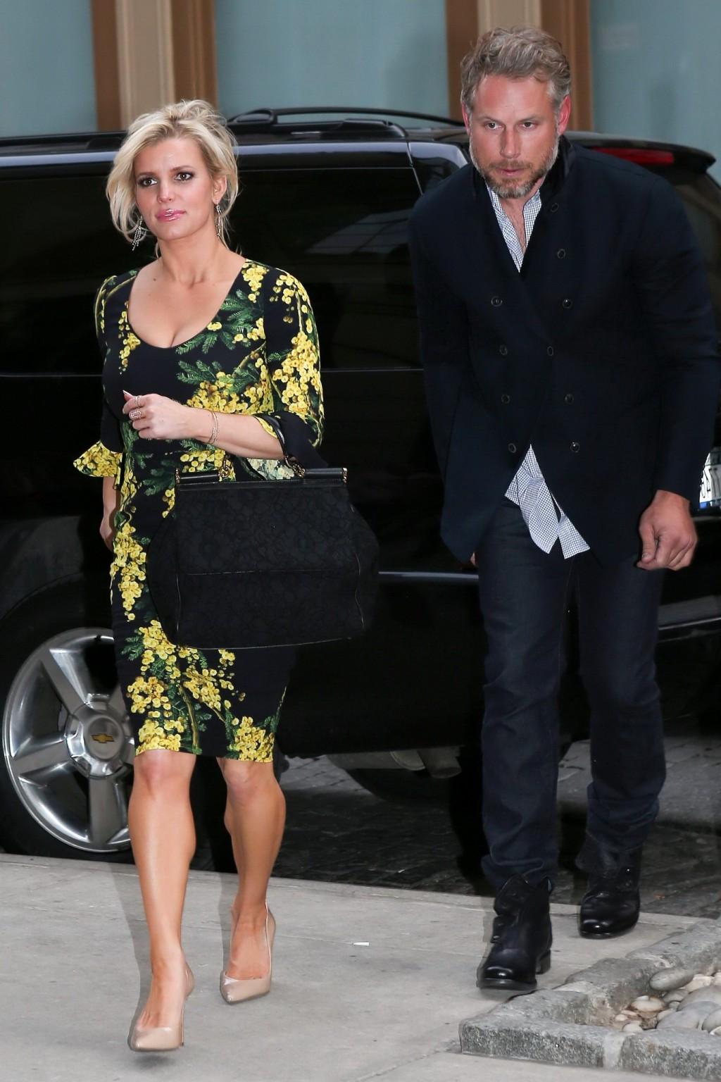 16P Jessica Simpson showing cleavage out in New York City