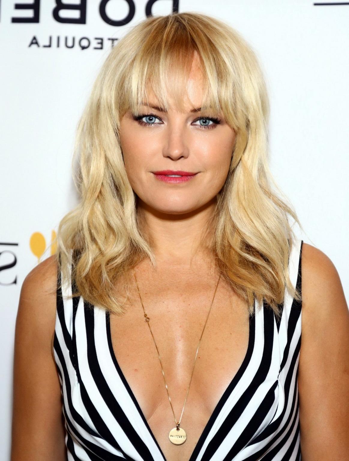 16P Malin Akerman shows huge cleavage attending the Final Girls press conference at 