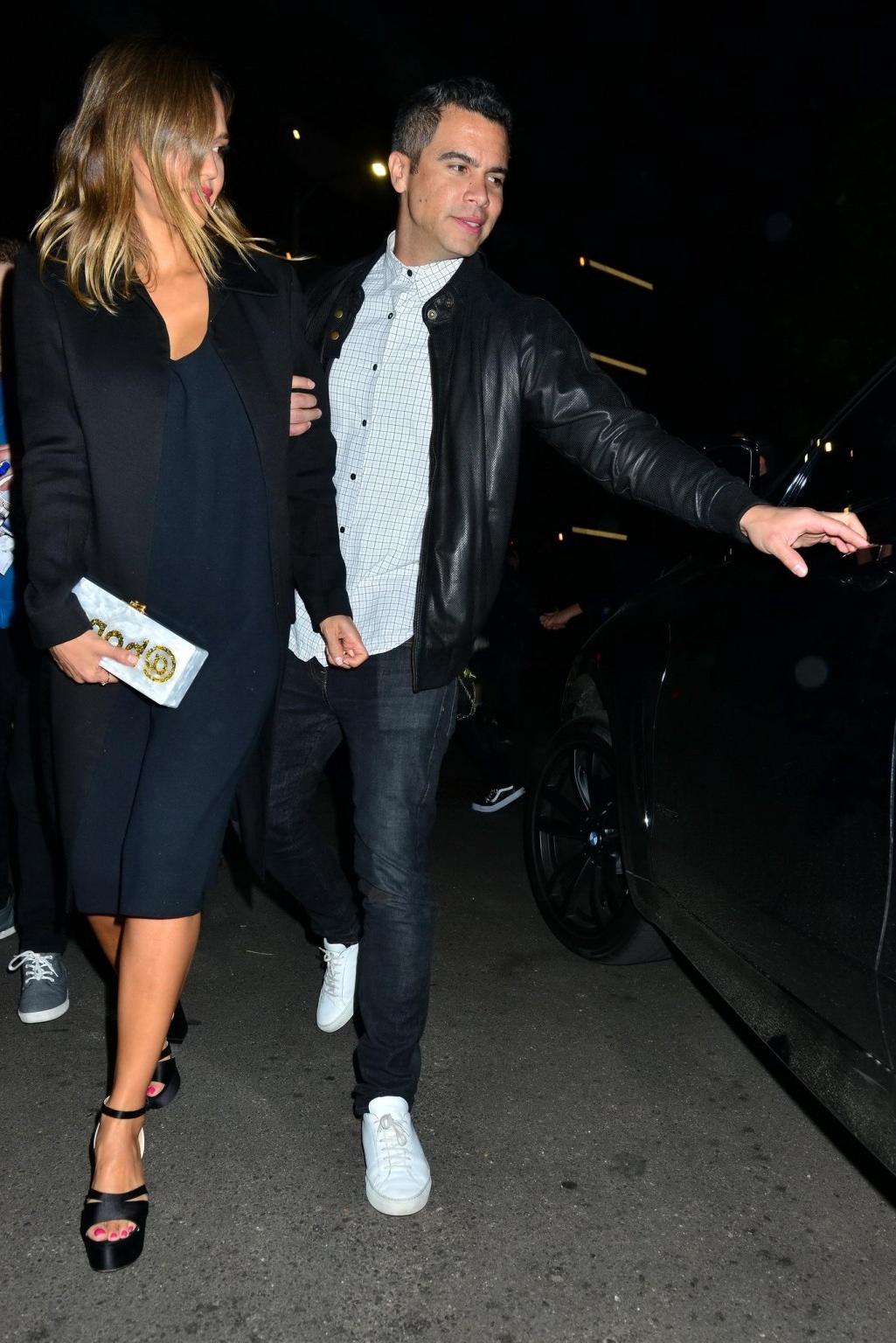 16P Jessica Alba shows cleavage leaving a club in Los Angeles