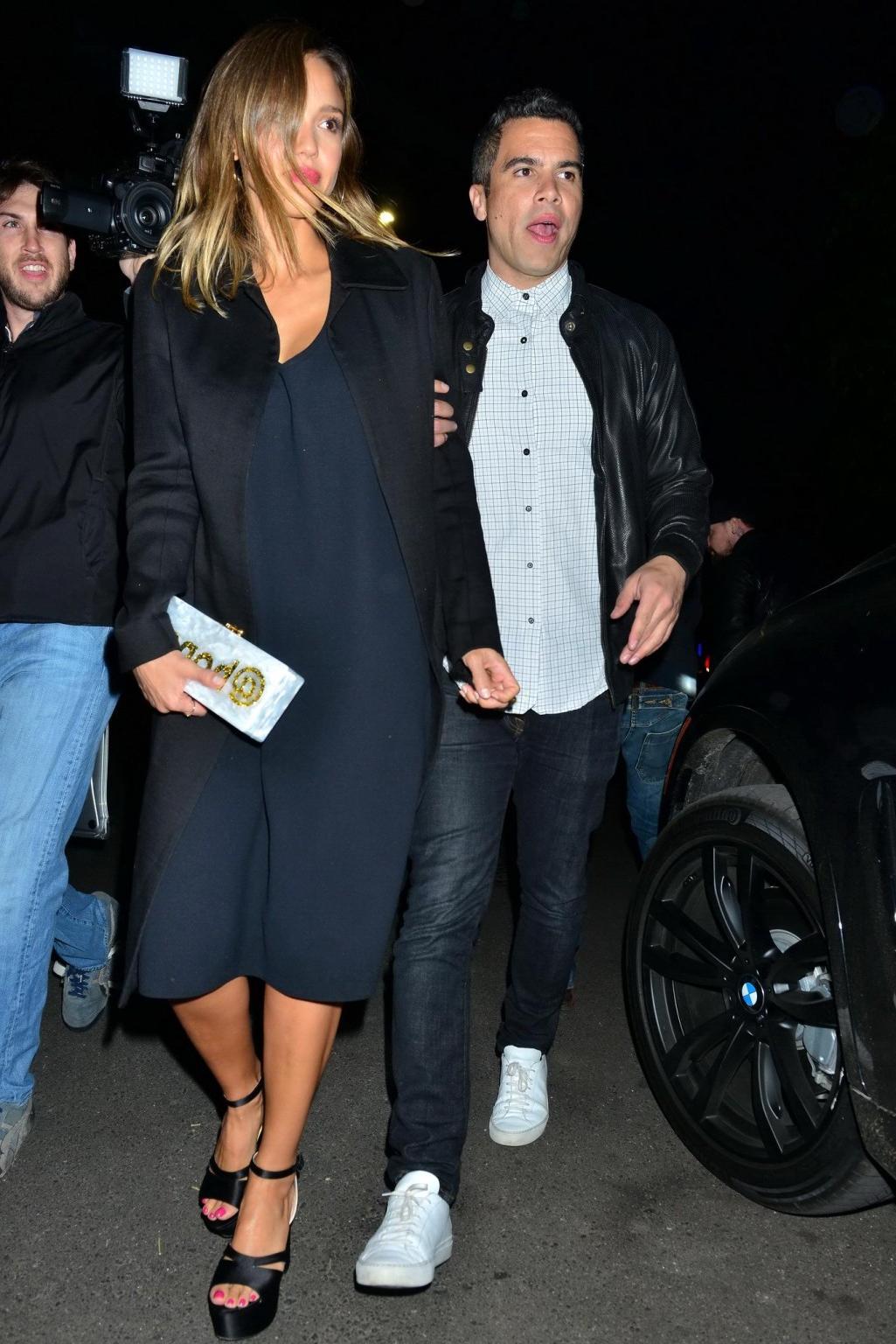 16P Jessica Alba shows cleavage leaving a club in Los Angeles
