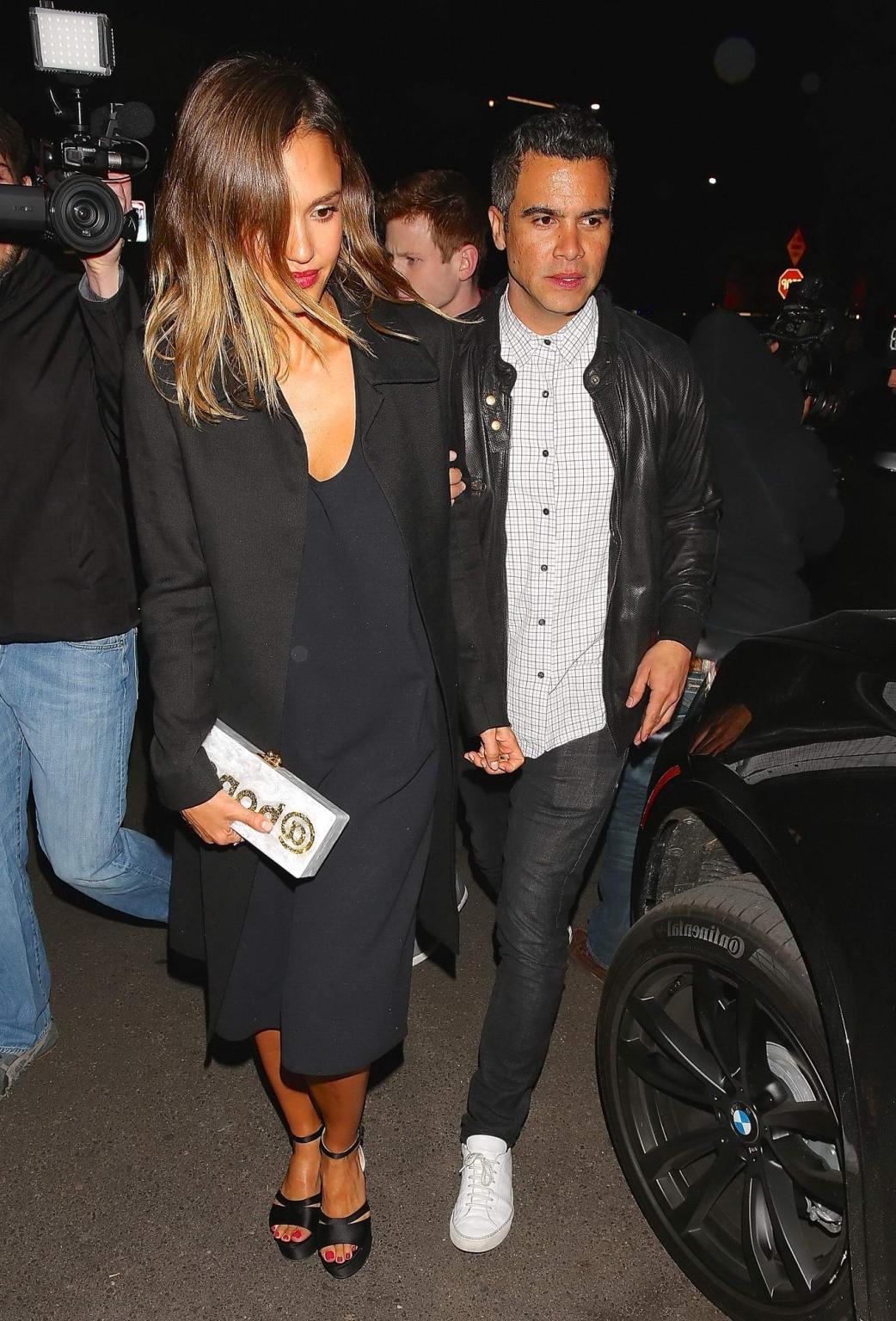 16P Jessica Alba shows cleavage leaving a club in Los Angeles