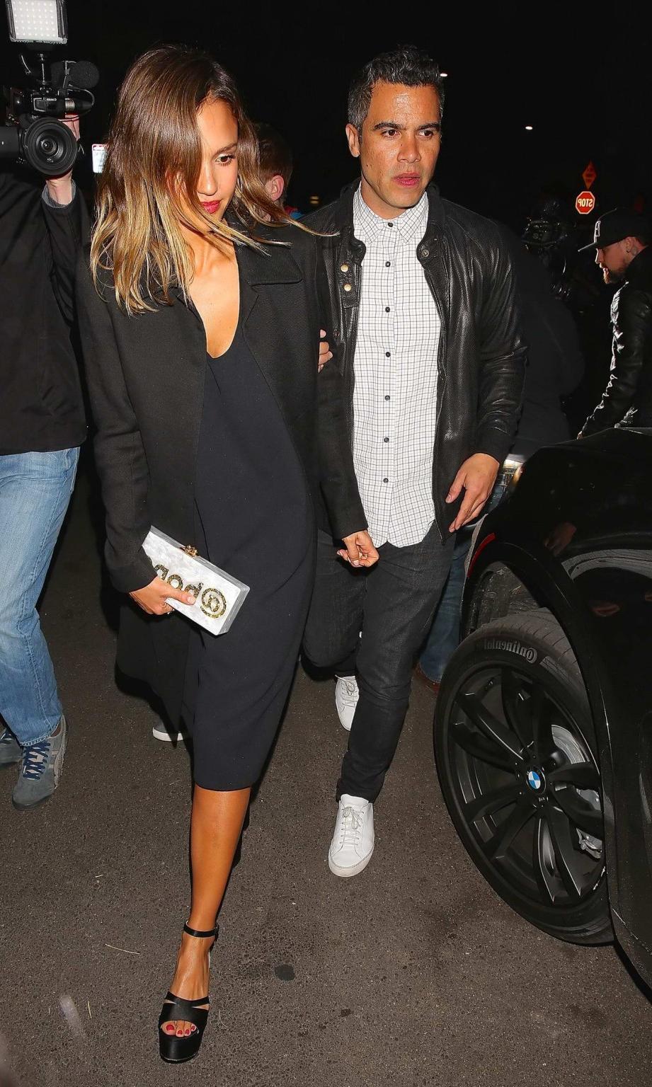 16P Jessica Alba shows cleavage leaving a club in Los Angeles