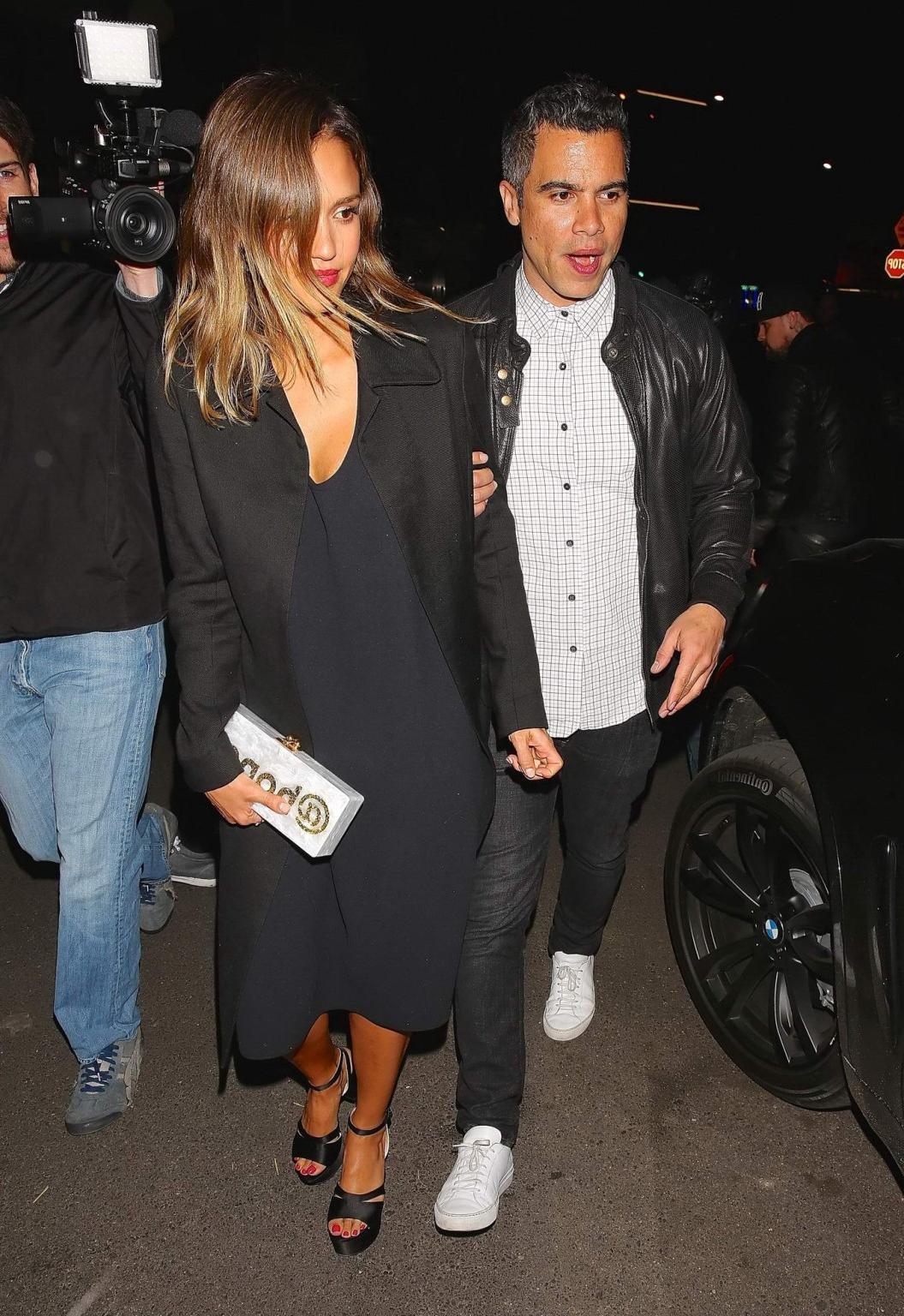 16P Jessica Alba shows cleavage leaving a club in Los Angeles