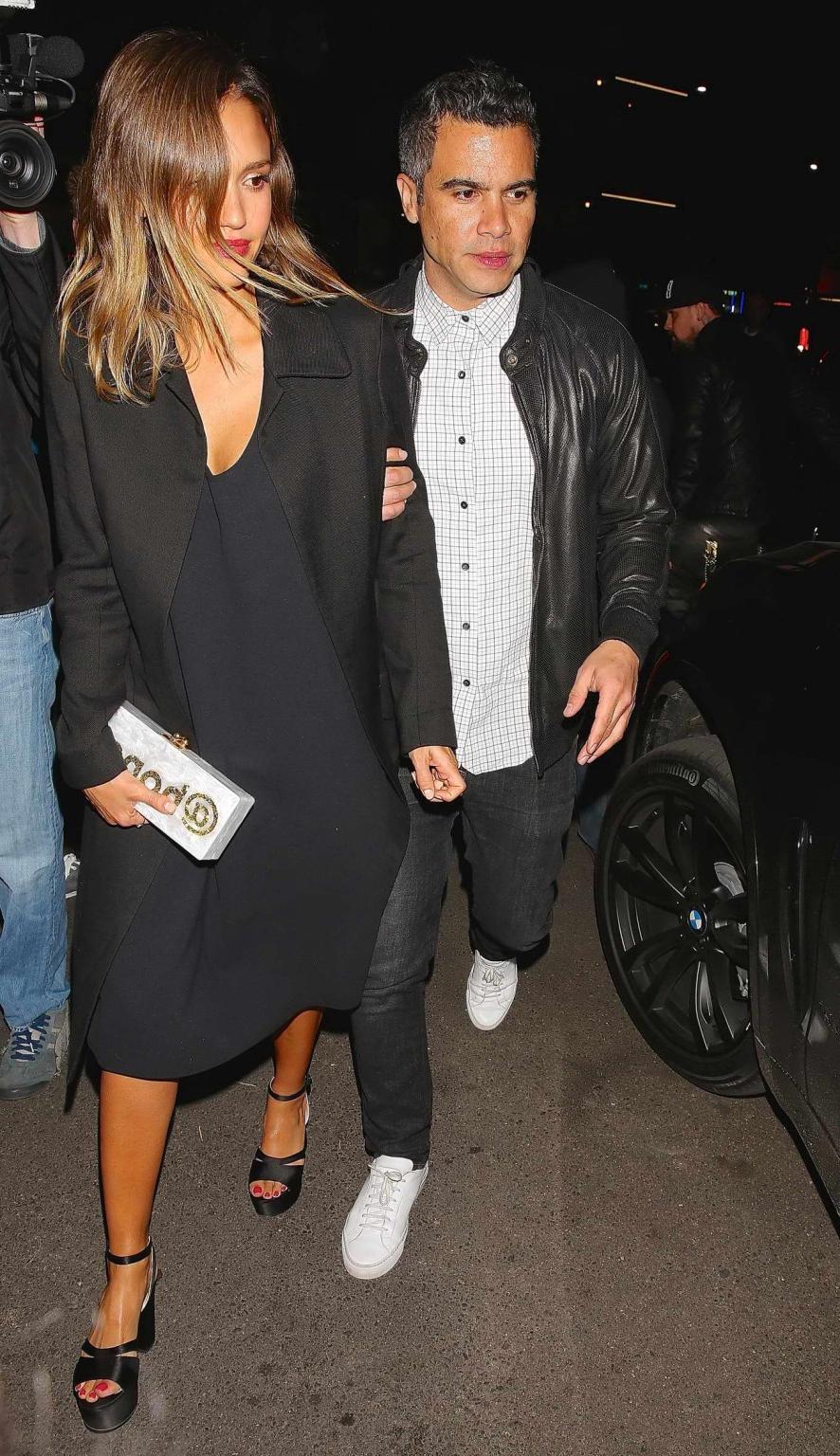 16P Jessica Alba shows cleavage leaving a club in Los Angeles