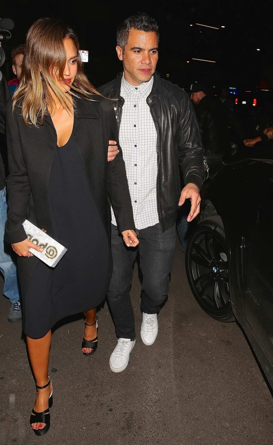 16P Jessica Alba shows cleavage leaving a club in Los Angeles