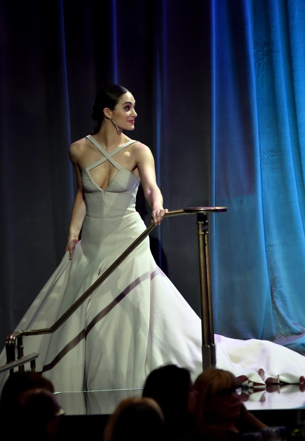16P Emmy Rossum showing huge cleavage at the 17th Costume Designers Guild Awards in 