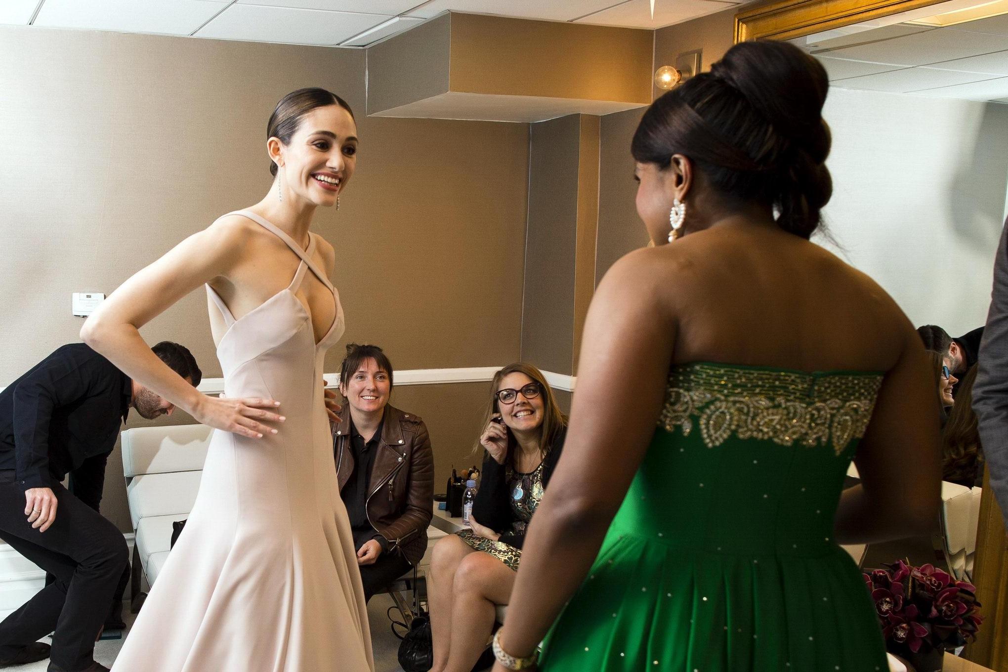16P Emmy Rossum showing huge cleavage at the 17th Costume Designers Guild Awards in 