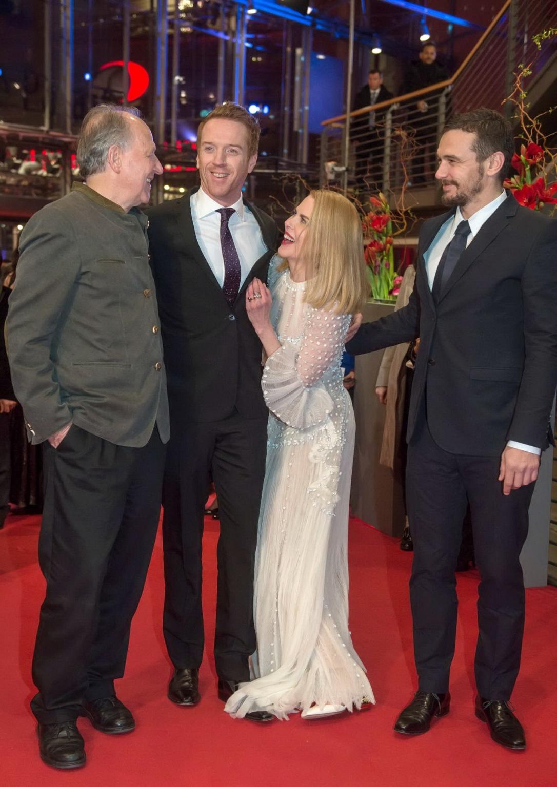 16P Nicole Kidman wearing bizare white seethru lace smock at Queen of the Desert pre