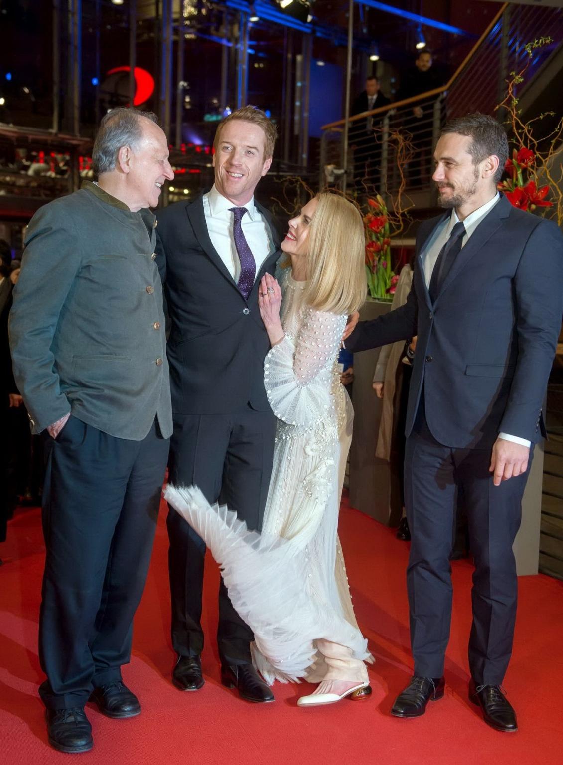16P Nicole Kidman wearing bizare white seethru lace smock at Queen of the Desert pre