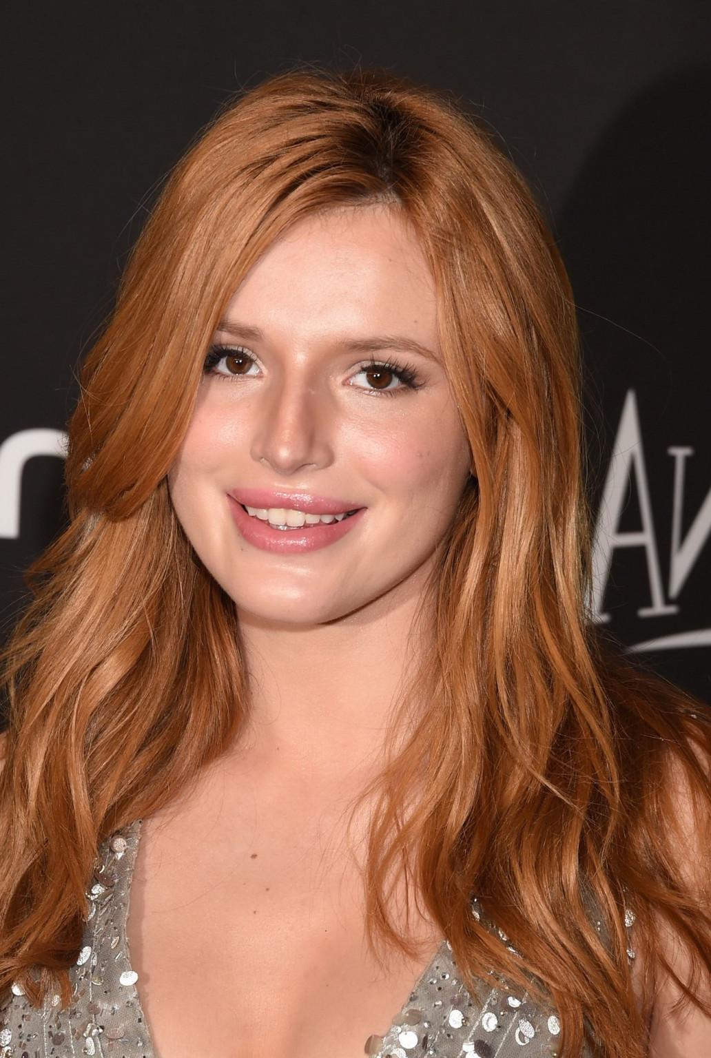 16P Bella Thorne showing big cleavage and leggy at InStyle And Warner Bros Golden Gl