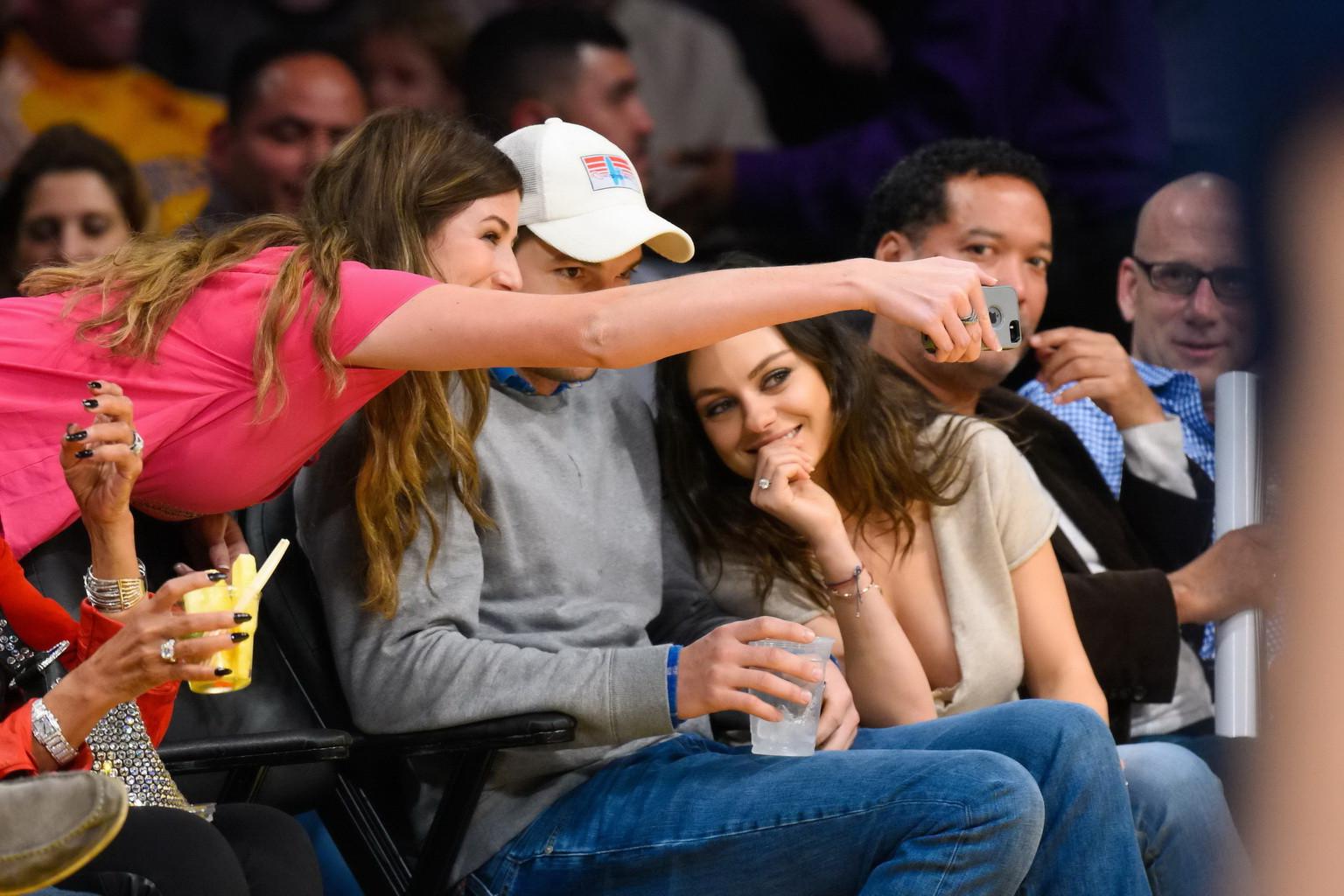 16P Mila Kunis busty showing huge cleavage at the LA Lakers game