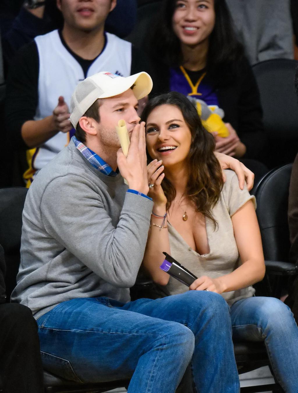 16P Mila Kunis busty showing huge cleavage at the LA Lakers game