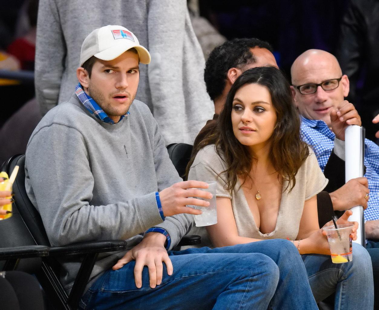 16P Mila Kunis busty showing huge cleavage at the LA Lakers game
