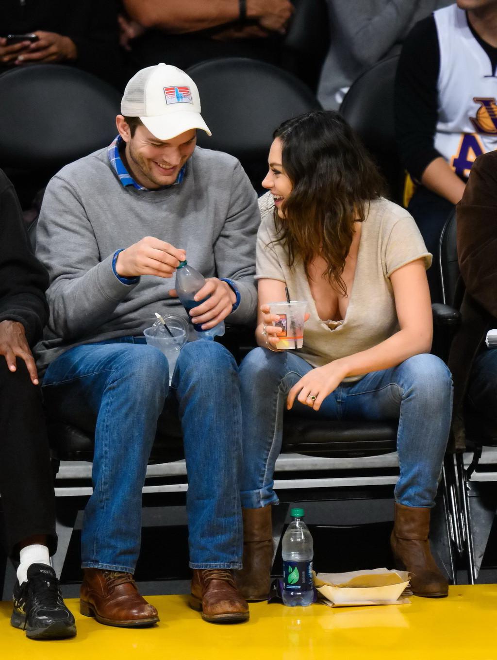 16P Mila Kunis busty showing huge cleavage at the LA Lakers game