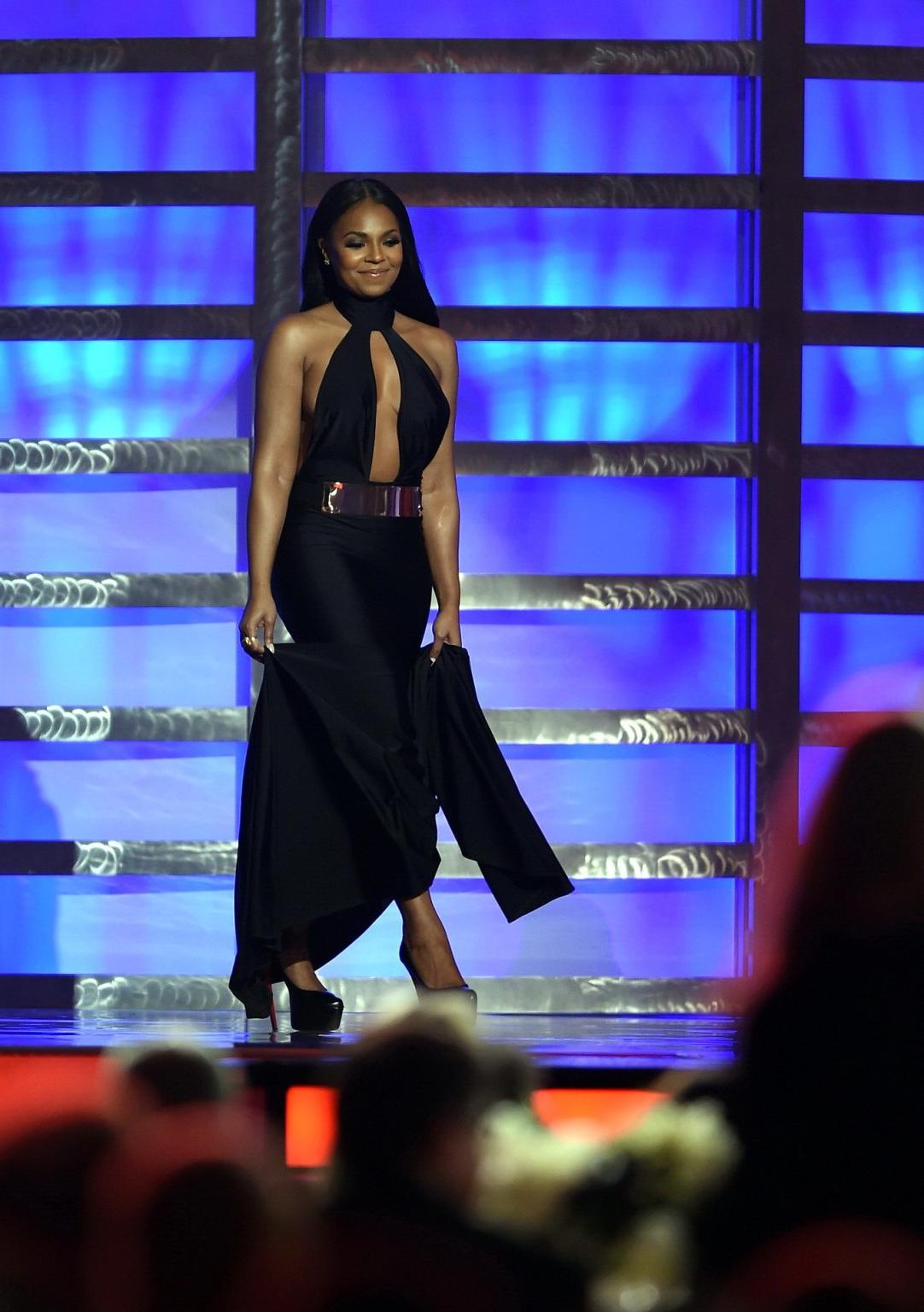 16P Ashanti showing side boob  cleavage for the 2014 NASCAR Sprint Cup Series Awards