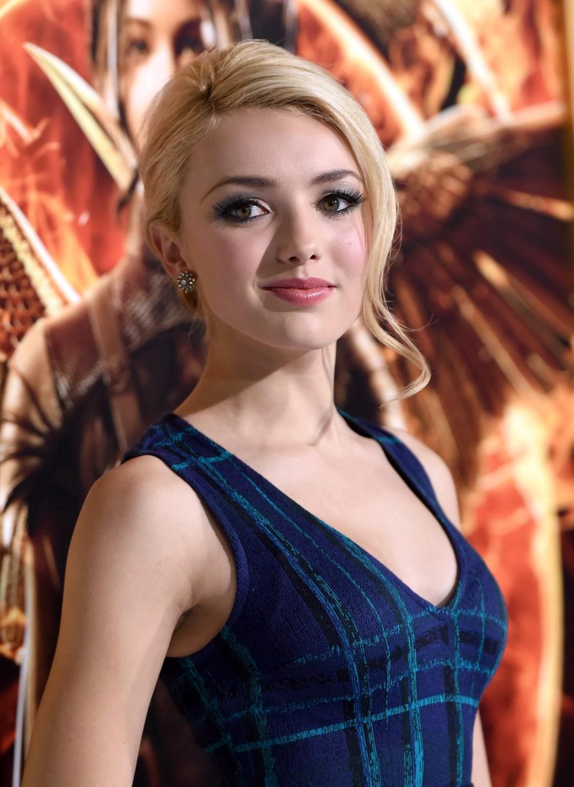 16P Peyton List showing cleavage and ass at The Hunger Games Mockingjay Part 1 LA pr