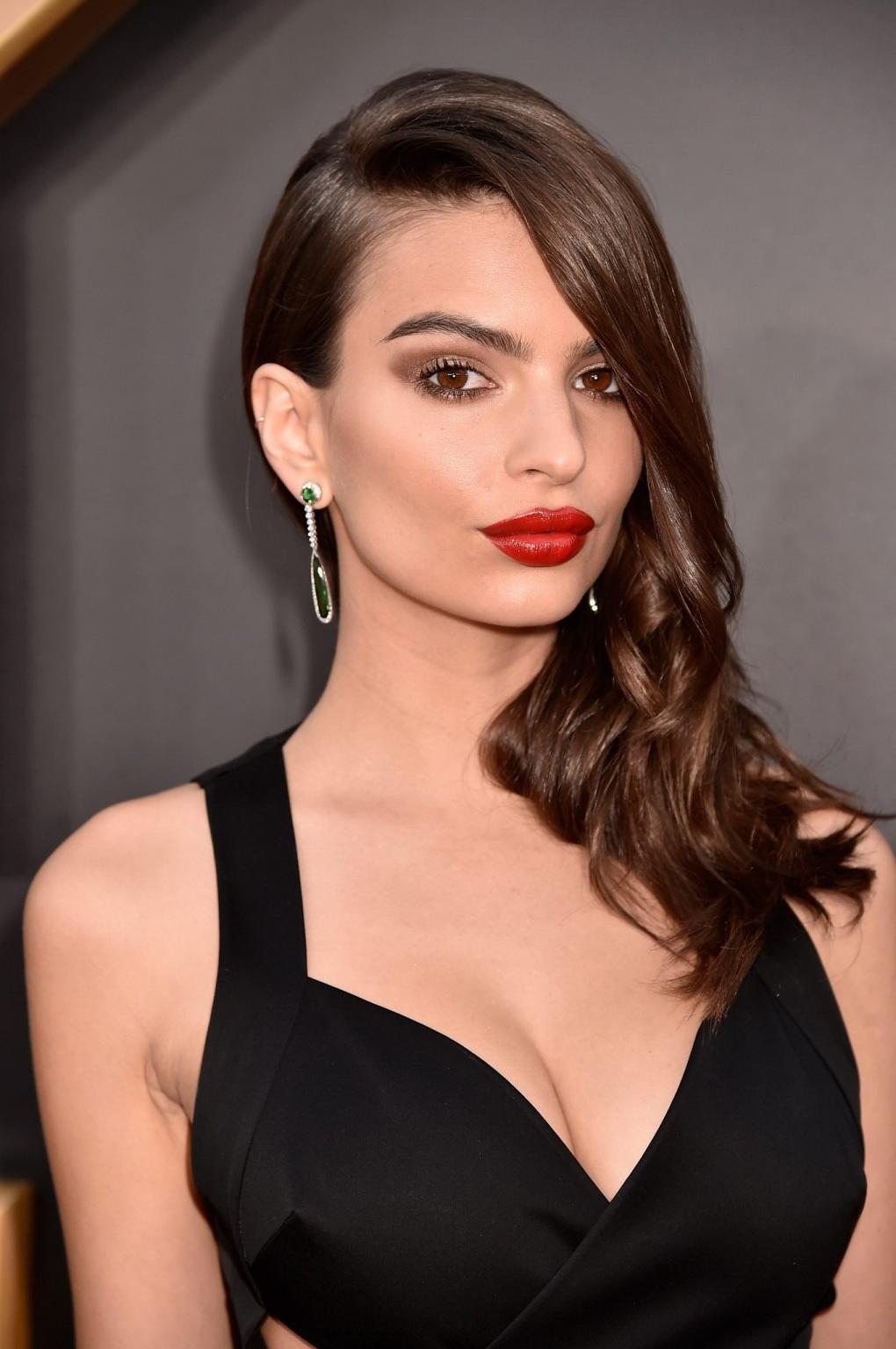 16P Emily Ratajkowski shows huge cleavage wearing a black jumpsuit at the 18th Annua