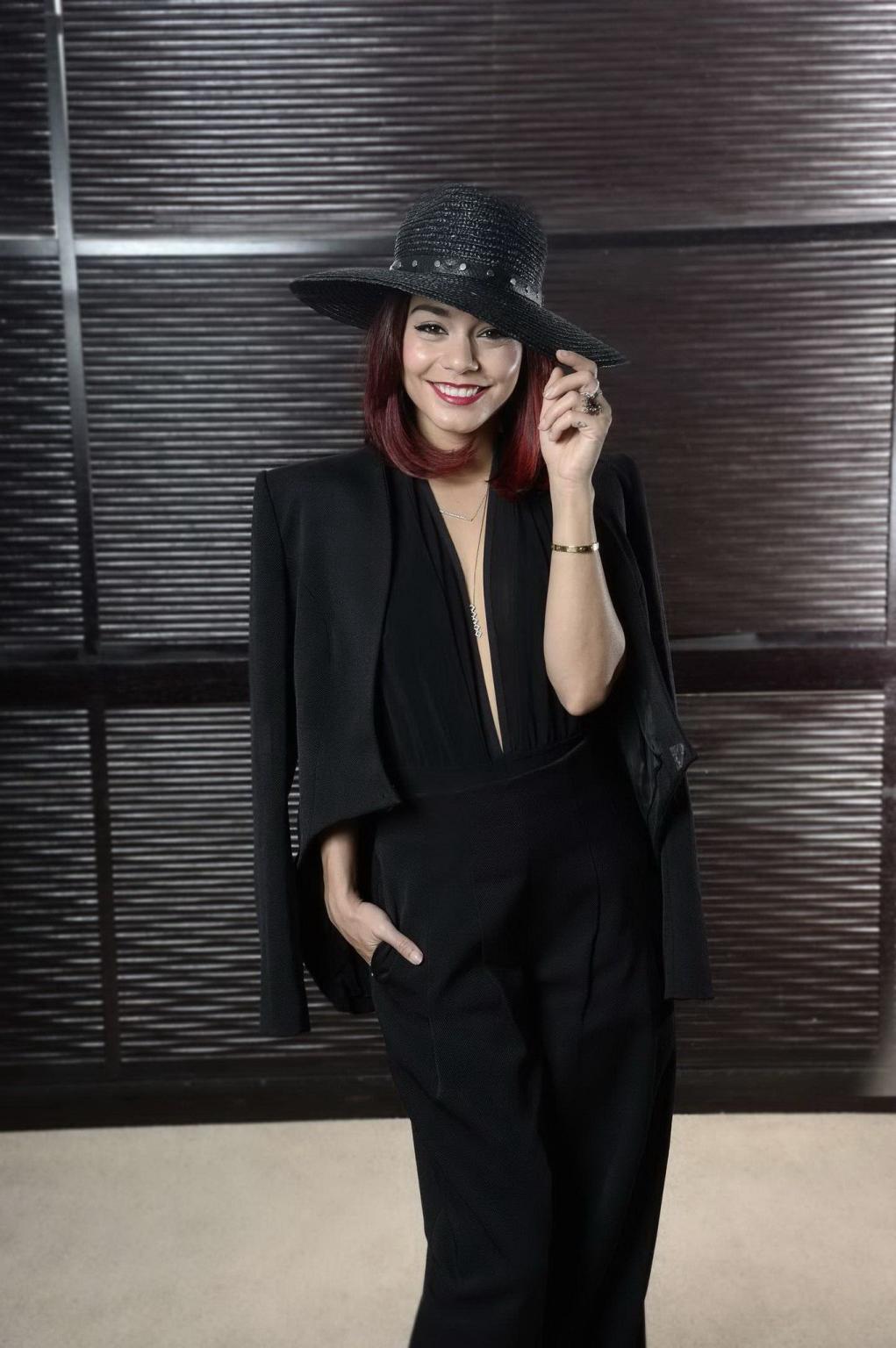 16P Vanessa Hudgens braless showing big cleavage at the Gimme Shelter photocall in P