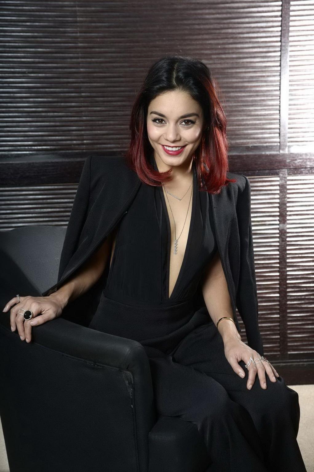 16P Vanessa Hudgens braless showing big cleavage at the Gimme Shelter photocall in P