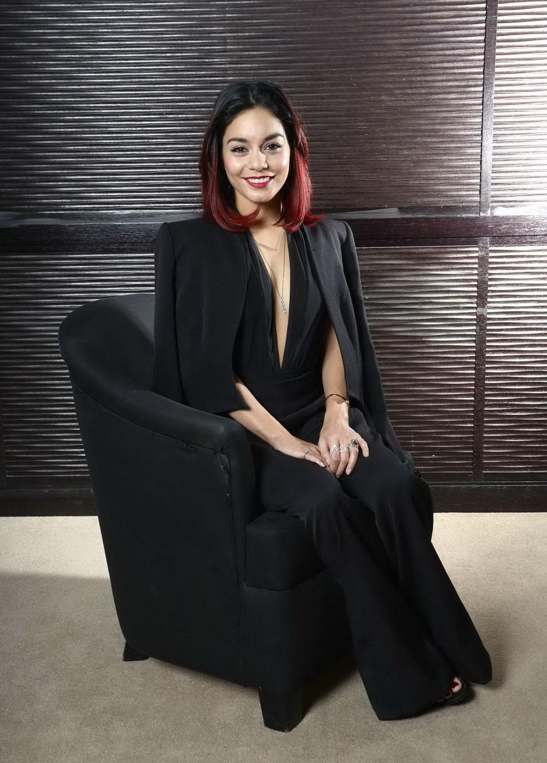 16P Vanessa Hudgens braless showing big cleavage at the Gimme Shelter photocall in P
