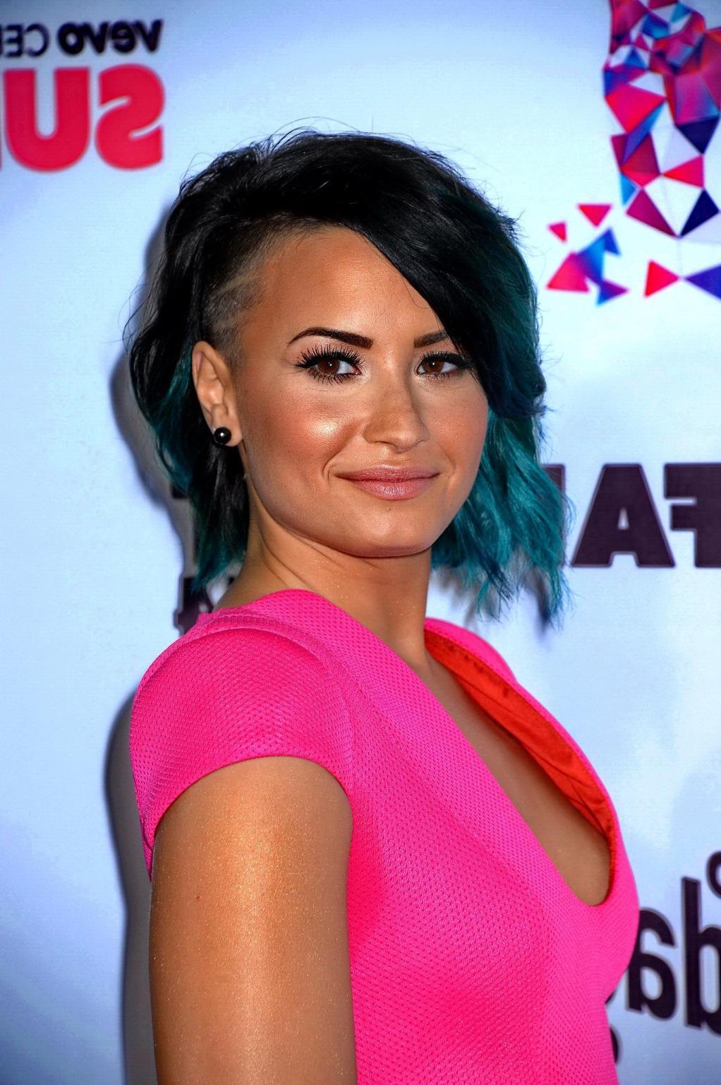 16P Demi Lovato showing cleavage at Vevo CERTIFIED SuperFanFest presented by Honda S