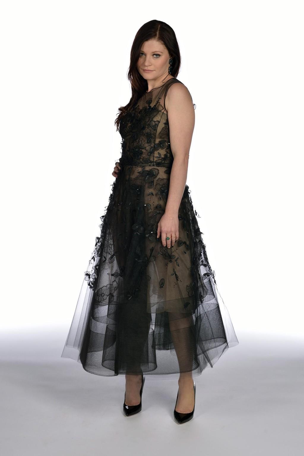 16P Emilie de Ravin wearing a black lace dress at Once Upon a Time season 4 screenin