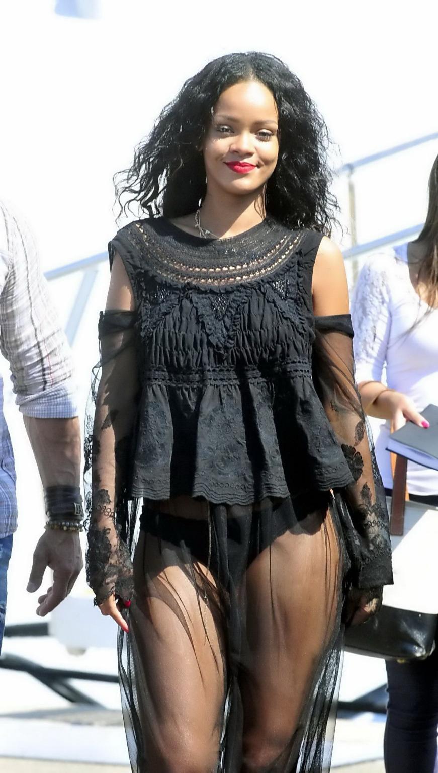 16P Rihanna booty wearing black panties in public while on vacation in Antibes