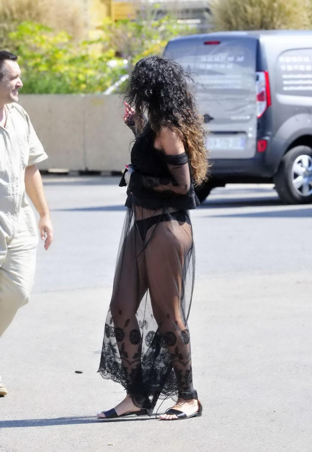 16P Rihanna booty wearing black panties in public while on vacation in Antibes