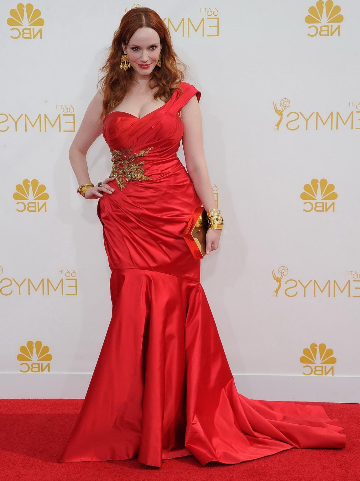 15P Christina Hendricks showing huge cleavage at the 66th Annual Primetime Emmy Awar