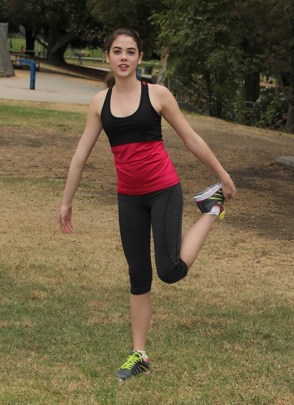 16P McKaley Miller showing big cleavage while workout in LA