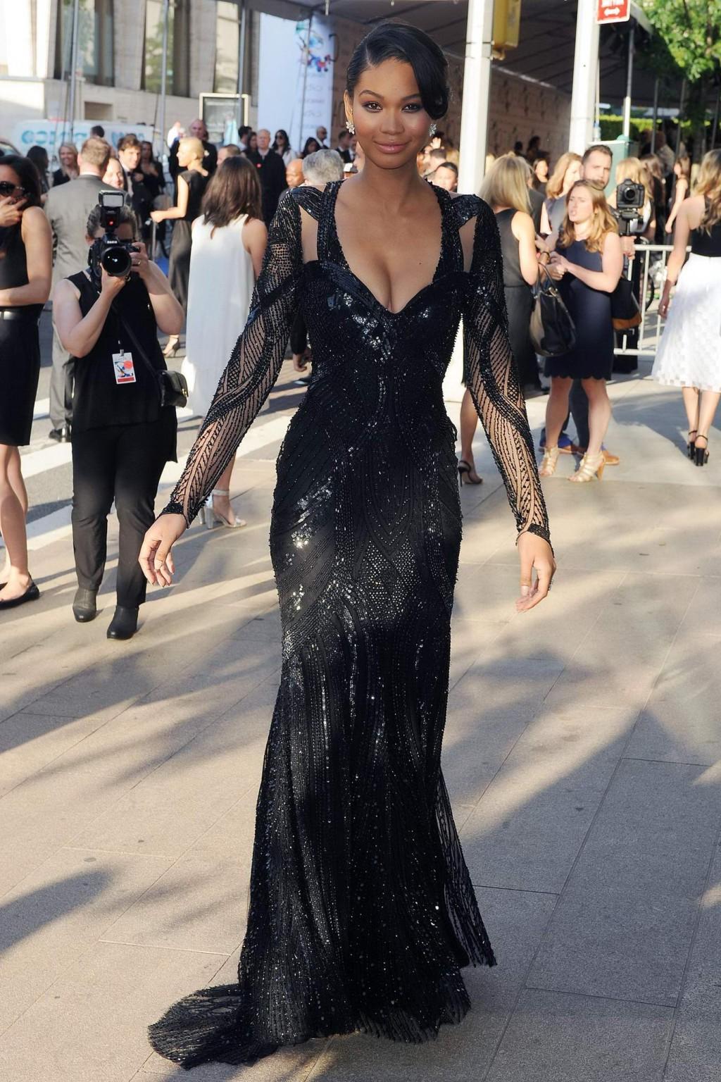 16P Chanel Iman showing off huge cleavage at the 2014 CFDA fashion awards at Alice T