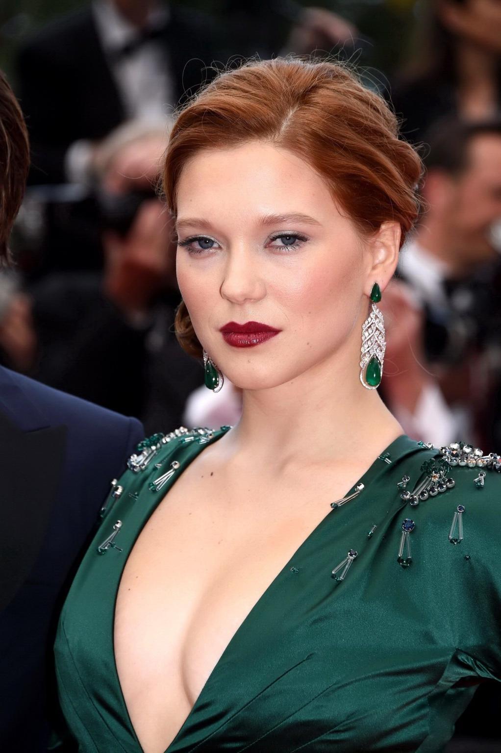16P Lea Seydoux showing huge cleavage at the Saint Laurent premiere in Cannes
