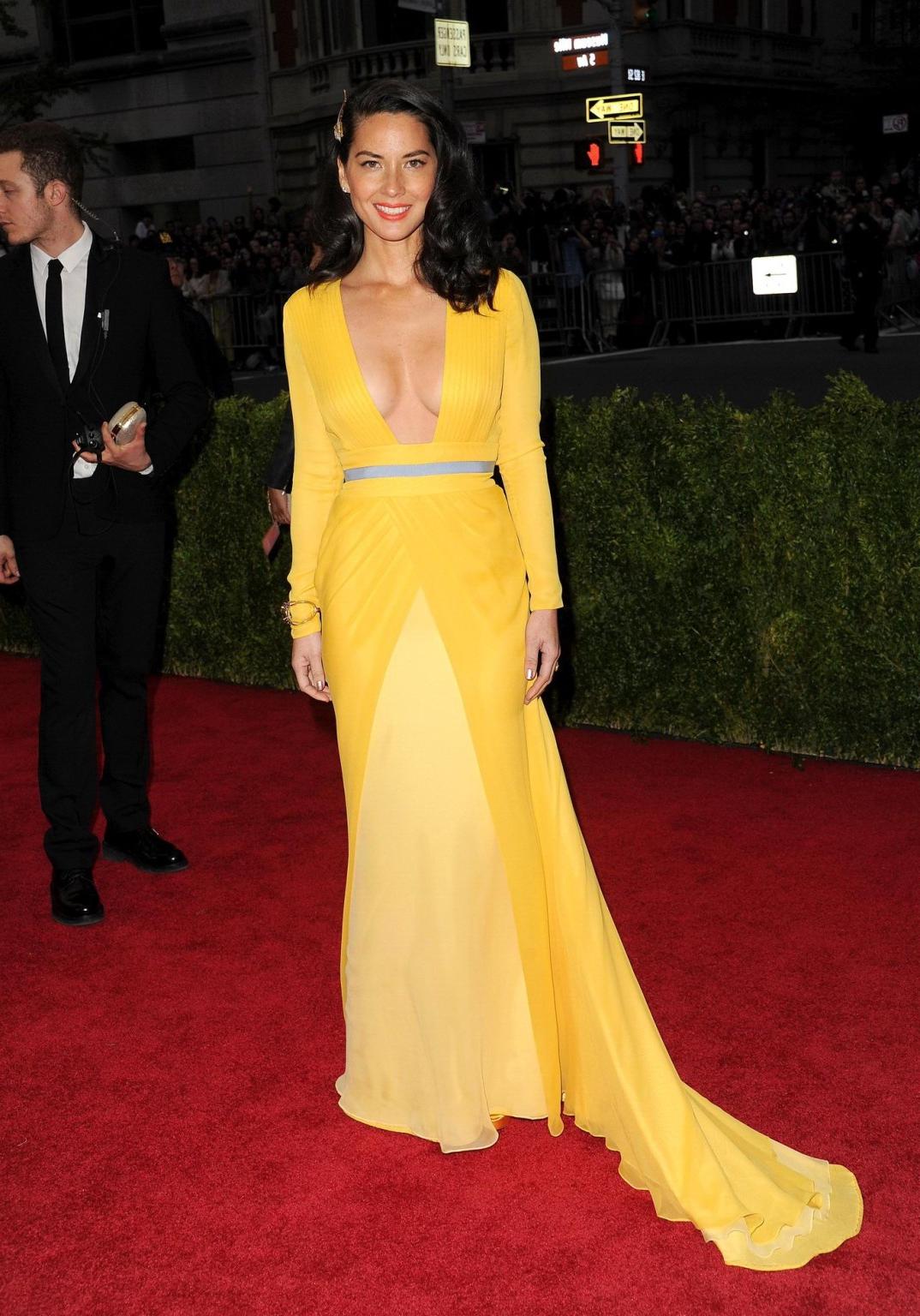 16P Olivia Munn showing huge cleavage at the 2014 Met Gala in NYC