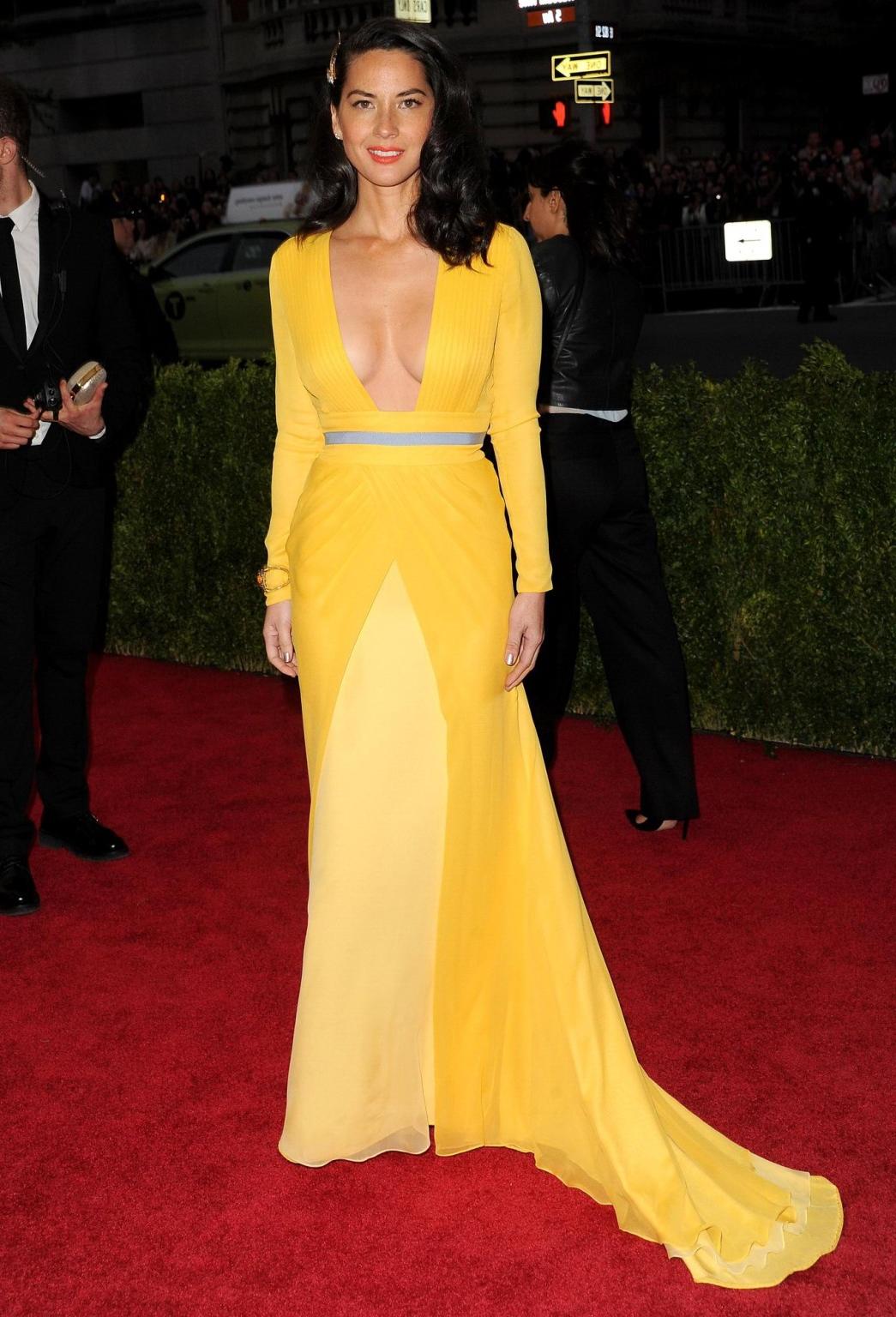 16P Olivia Munn showing huge cleavage at the 2014 Met Gala in NYC