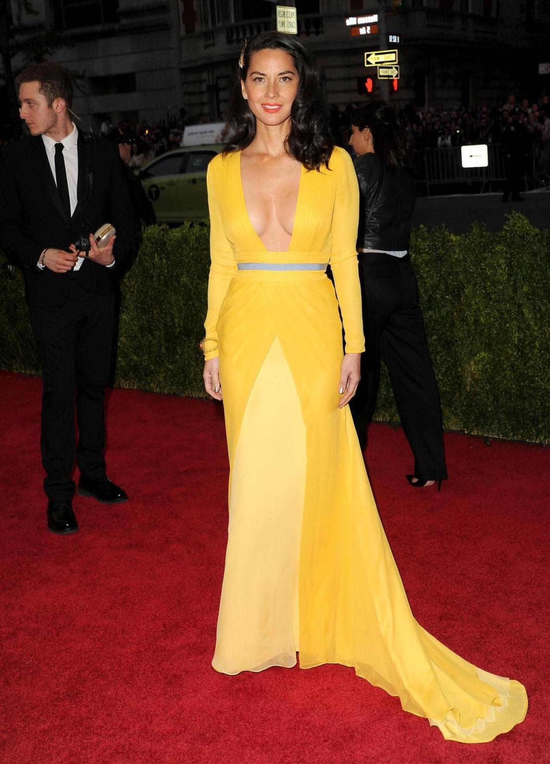 16P Olivia Munn showing huge cleavage at the 2014 Met Gala in NYC