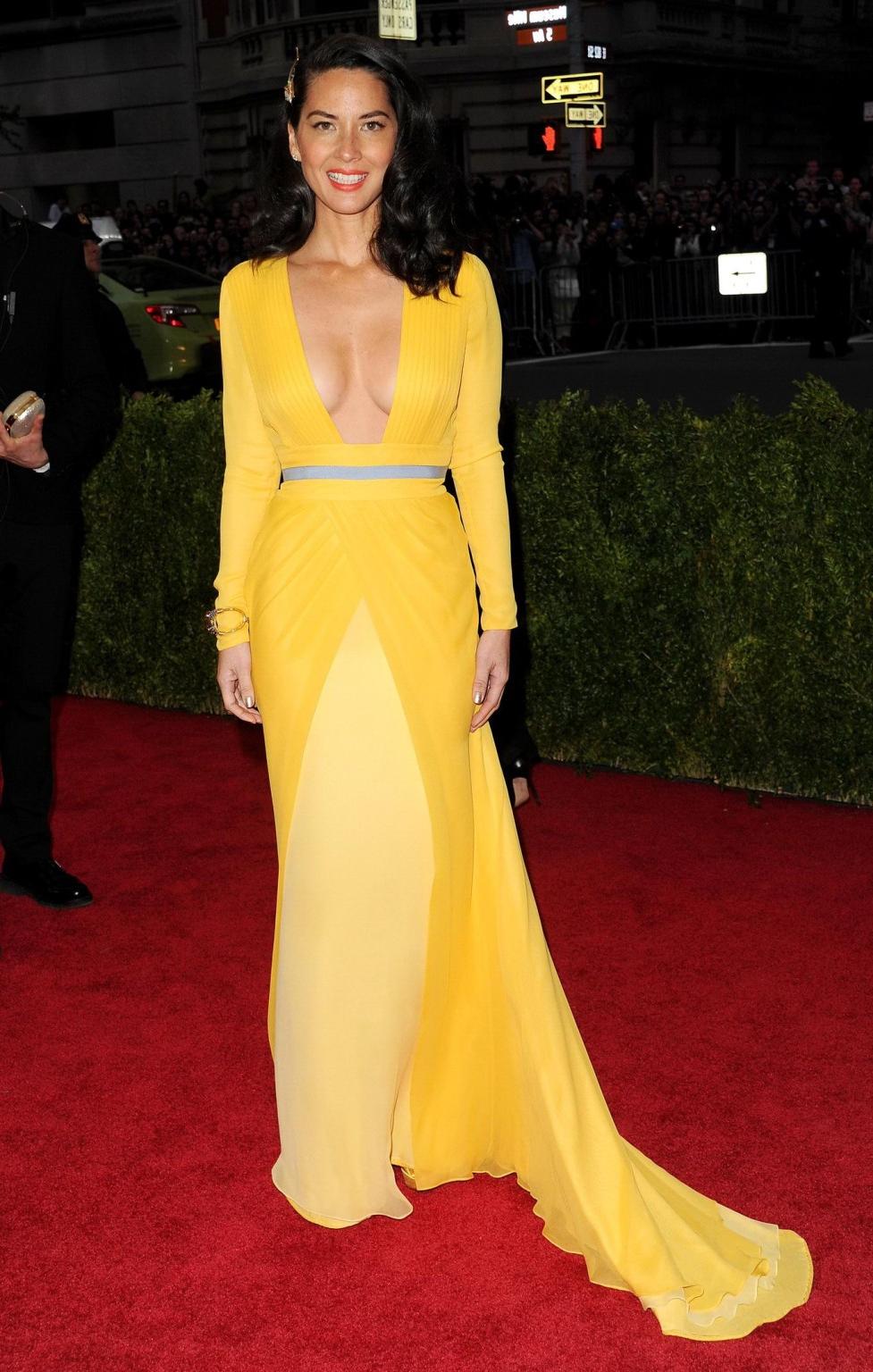16P Olivia Munn showing huge cleavage at the 2014 Met Gala in NYC
