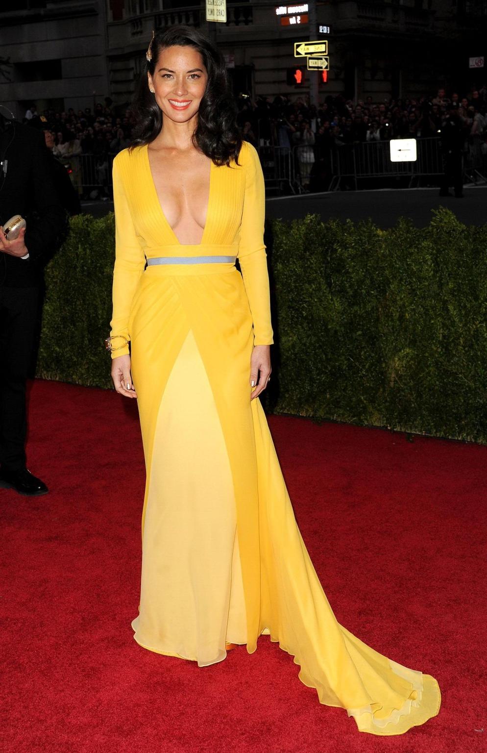 16P Olivia Munn showing huge cleavage at the 2014 Met Gala in NYC