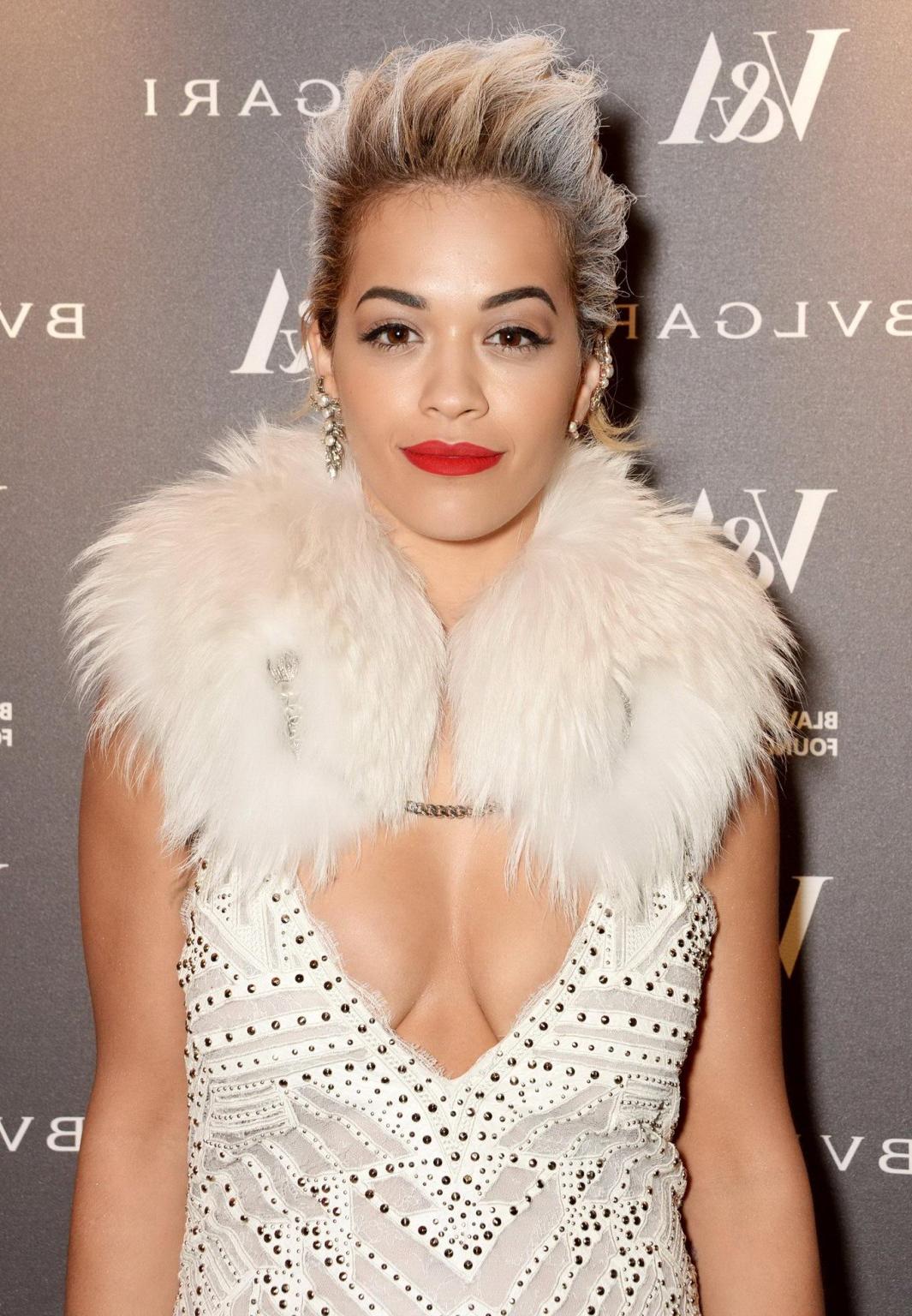 16P Rita Ora showing huge cleavage at The Glamour of Italian Fashion Private Dinner 