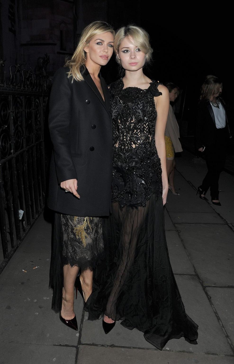 16P Abigail Clancy nipple-slip in a low cut partially see-through dress at Julien Ma
