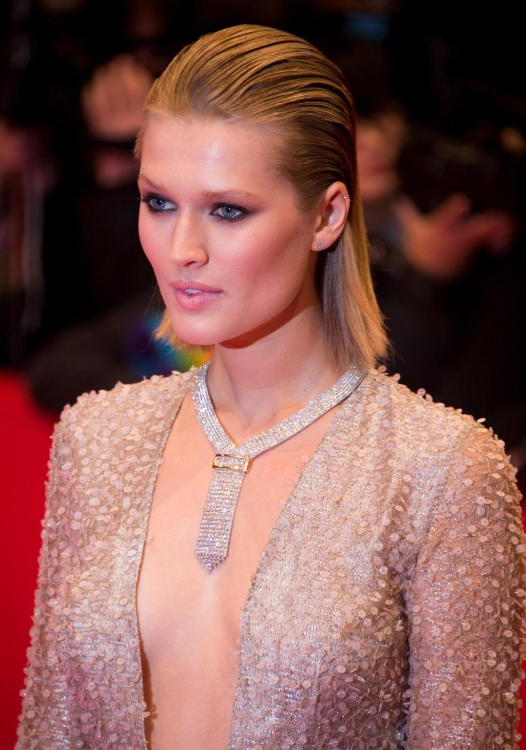 16P Toni Garrn braless showing cleavage at 'The Grand Budapest Hotel' premiere in Be