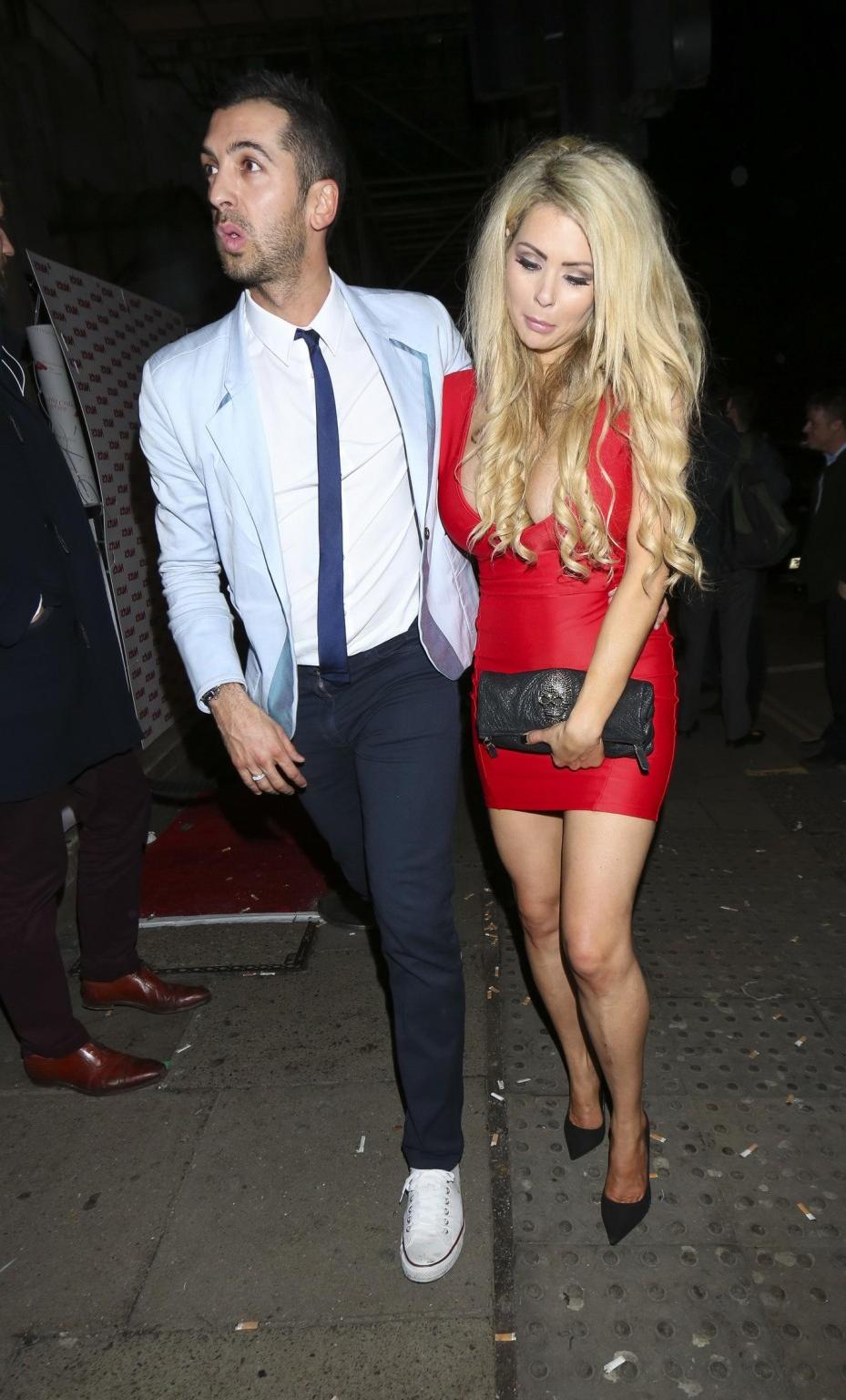 16P Nicola McLean shows panties  huge cleavage wearing a low cut mini dress at the N
