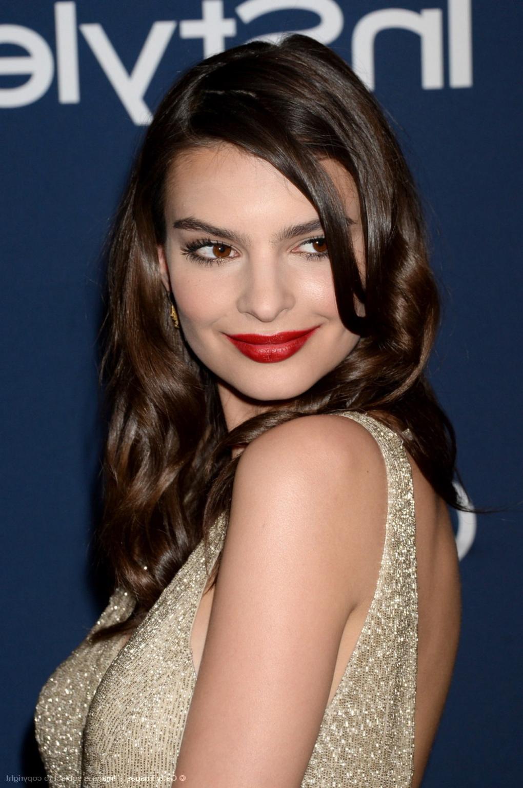 16P Emily Ratajkowski showing huge cleavage at the InStyle  Warner Bros. Golden Glob
